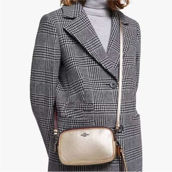 Coach Camera Bag Convertible Clutch Sadie Pebble Leather Cross Body Gold | 59952 - Picture 3 of 15